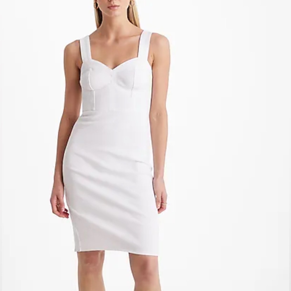 EXPRESS White Denim Sweetheart Neckline
Corset Sheath Dress
